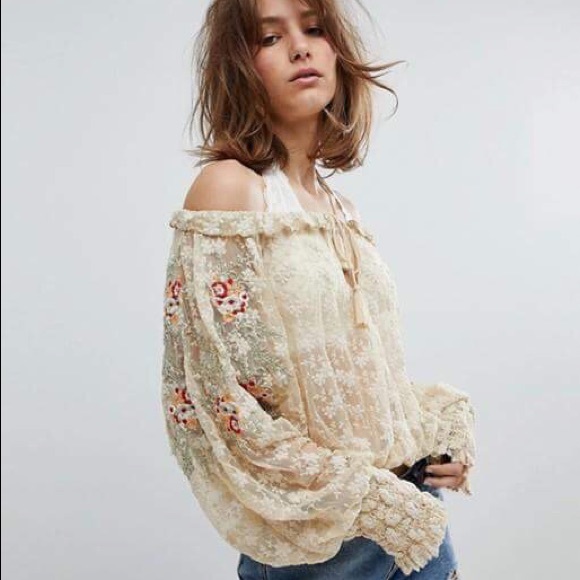 Free People Tops - FREE PEOPLE Jubilee Blouse Embroidered Lace Top S